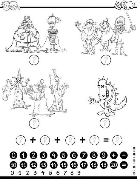 Mathématiques jeu éducatif coloriage page — Image vectorielle