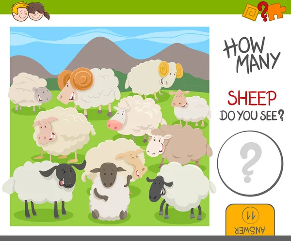 Contar la hoja de trabajo de actividad de ovejas — Vector de stock