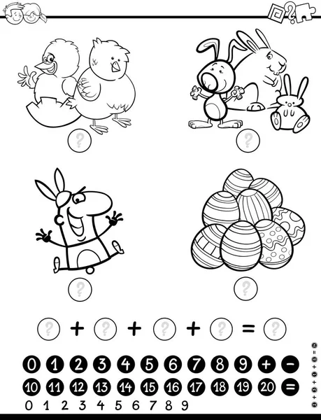 Matematik etkinliği oyun boyama sayfası — Stok Vektör