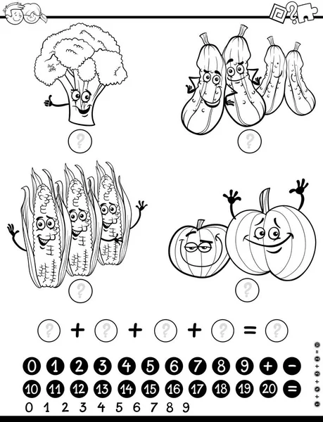 Matemática planilha de atividade para colorir — Vetor de Stock