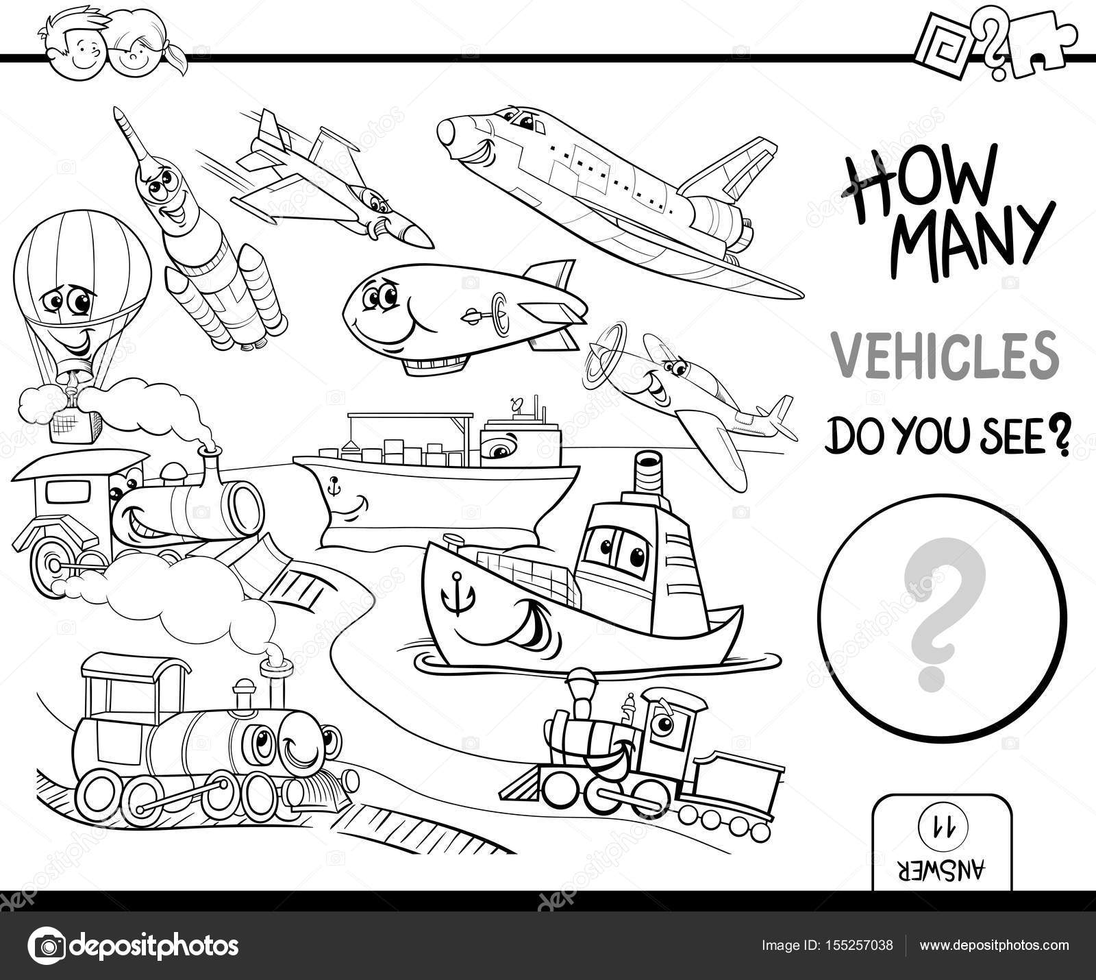 counting vehicles coloring book — Stock Vector © izakowski #155257038