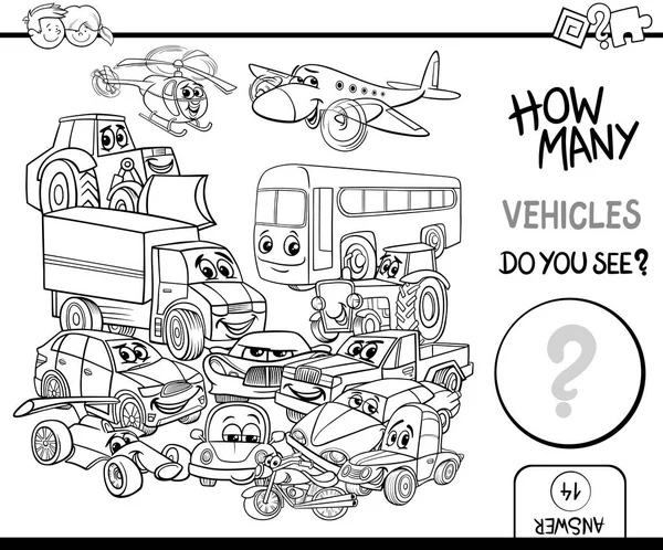 Comptage véhicules coloriage — Image vectorielle