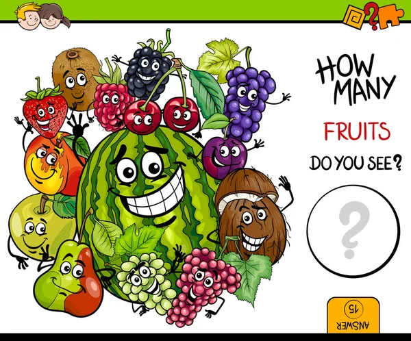 Comptage des fruits activité éducative — Image vectorielle