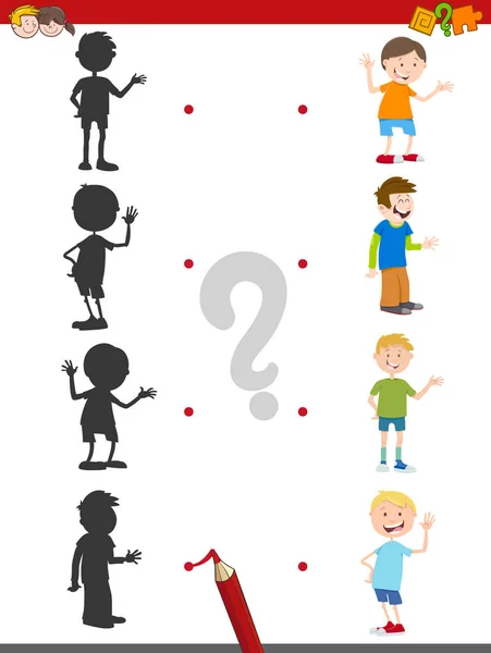 Activité ombre dessin animé avec les enfants — Image vectorielle