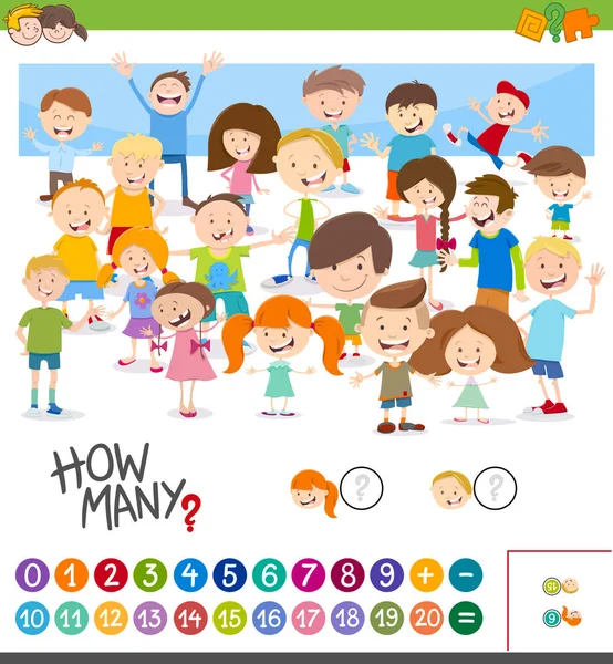 Desenho animado jogo de contar crianças —  Vetores de Stock