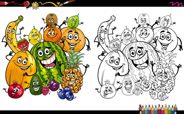 Kreskówka owoce kolorowanki — Wektor stockowy