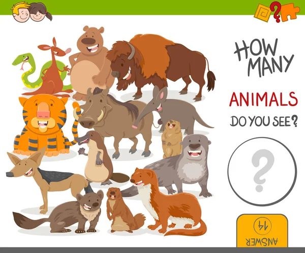 Combien d'animaux jeu d'activité — Image vectorielle