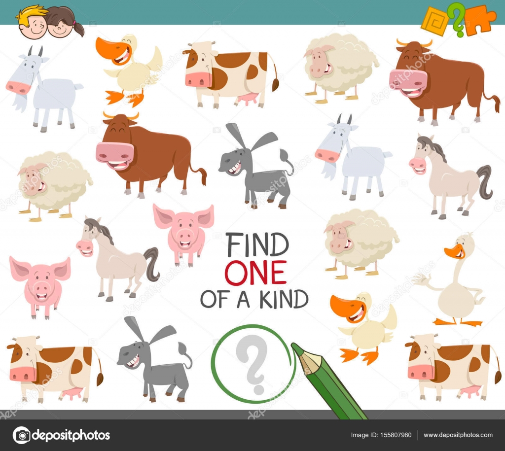 Find one of a kind of farm animals Stock Vector Image by ©izakowski  #155807980