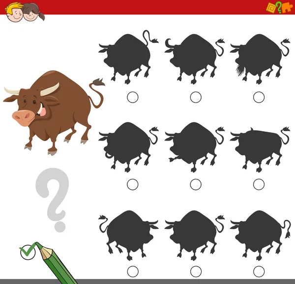 Finding shadow game with bull — Stock Vector