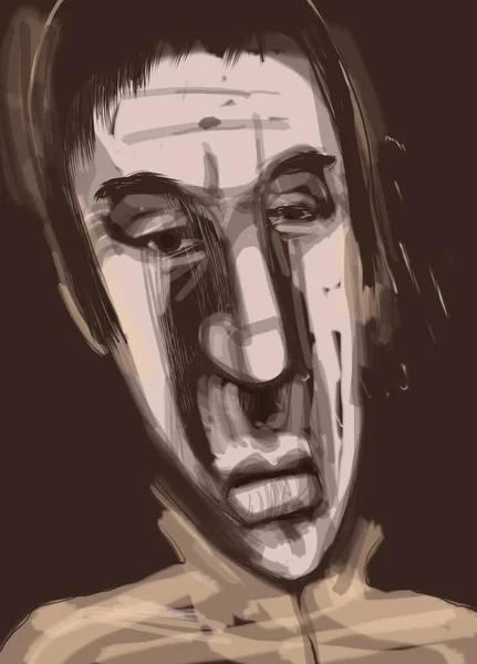 Człowiek twarz cyfrowy rysunek — Zdjęcie stockowe