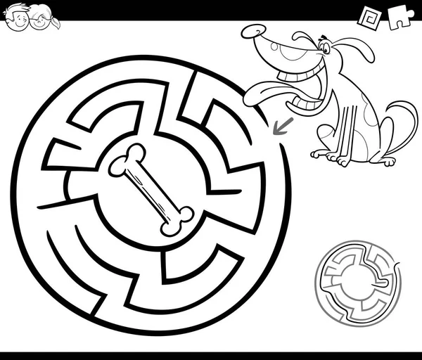 Maze with dog coloring page — Stock Vector
