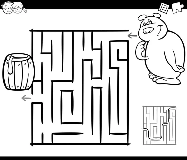 Labyrinthe avec ours coloriage — Image vectorielle