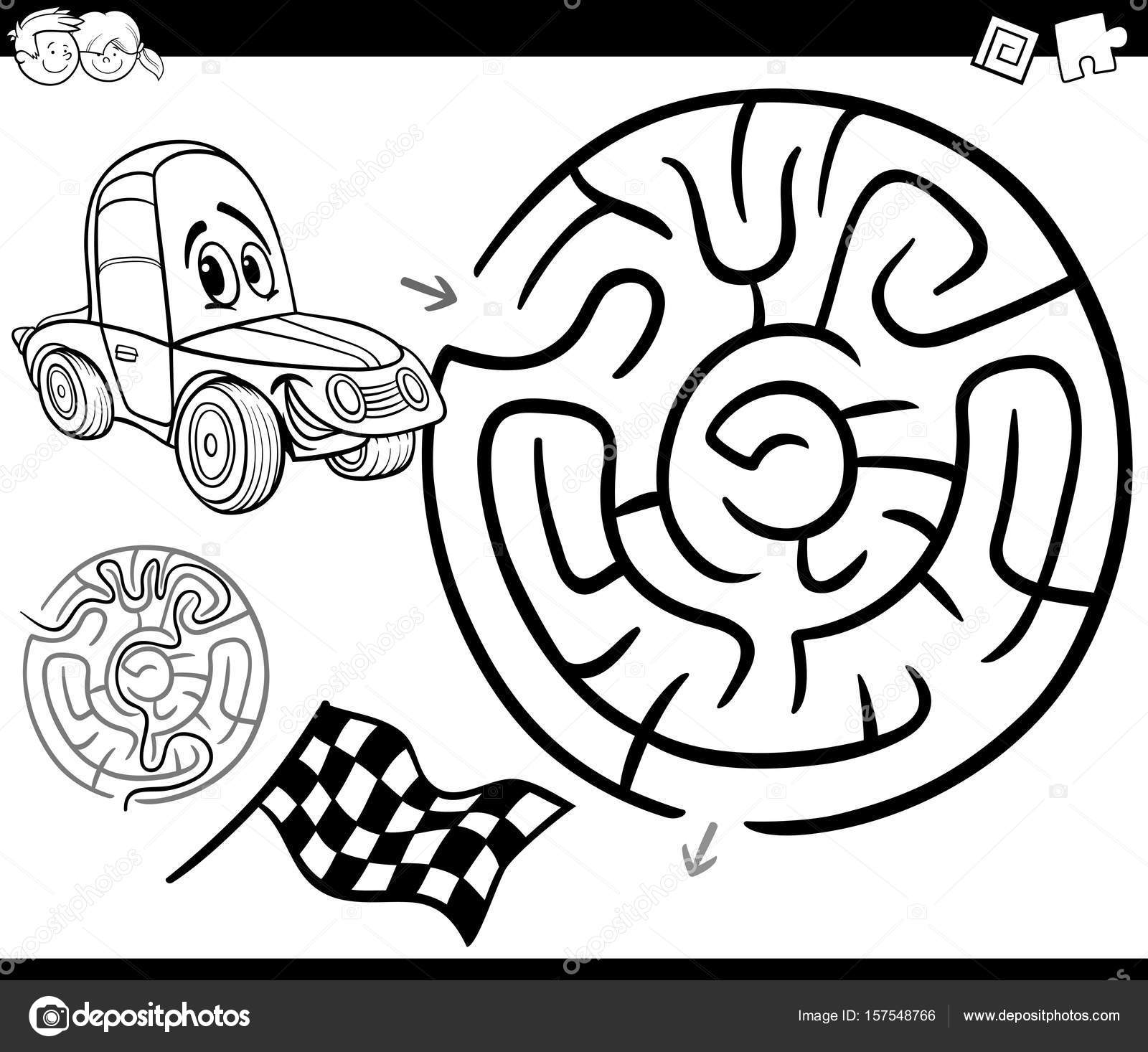 Doolhof Met Auto Kleurplaten Pagina Stockvector Izakowski 157548766