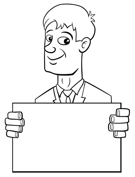 Empresario de dibujos animados con tarjeta — Vector de stock