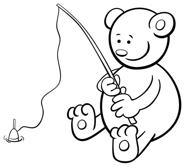 Fishing bear coloring book — Stock Vector