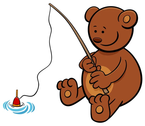 Medvěd na rybolovu kreslený obrázek — Stockový vektor