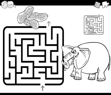 sayfa boyama fil ile labirent