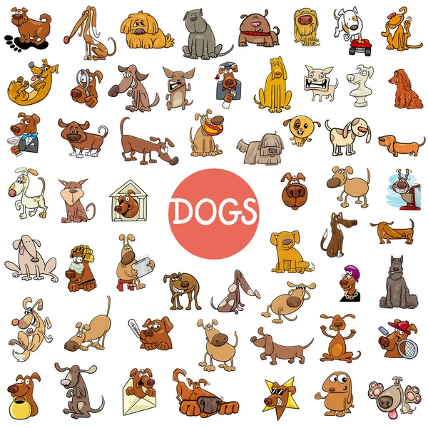 Personnages de chien de dessin animé grand ensemble — Image vectorielle