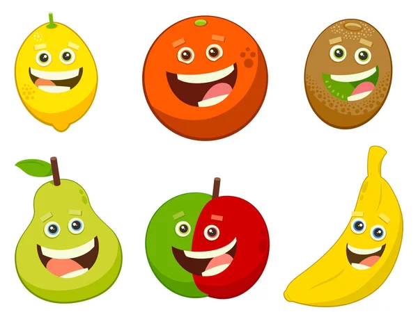 Cartoon fruit tekens instellen — Stockvector