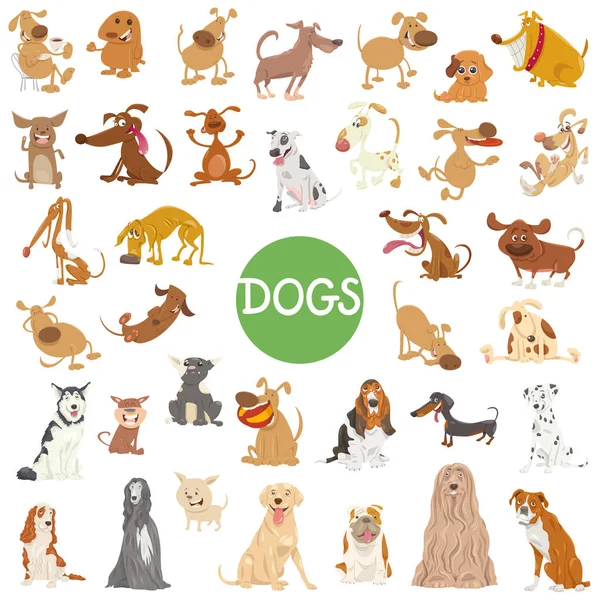 Lindo perro personajes gran conjunto — Archivo Imágenes Vectoriales