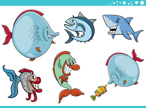 Vie marine poisson personnages collection — Image vectorielle