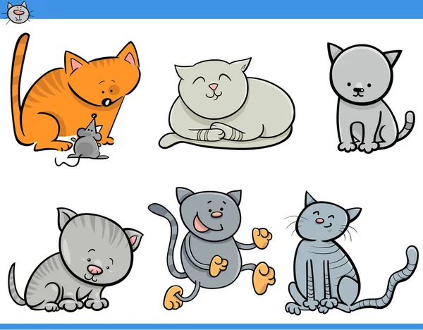 Jeu de caractères chat dessin animé — Image vectorielle