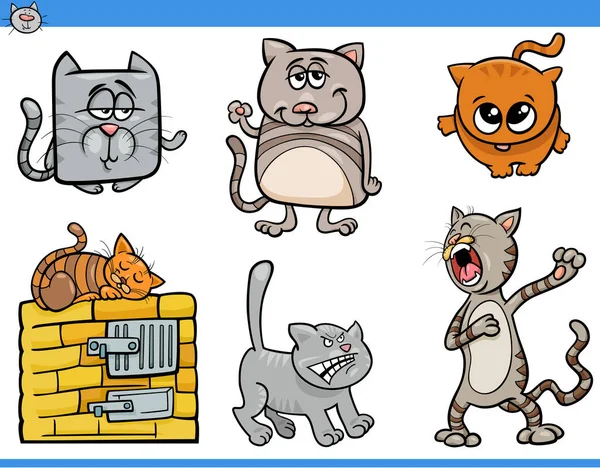 Cartoon cat characters collection — Stock Vector