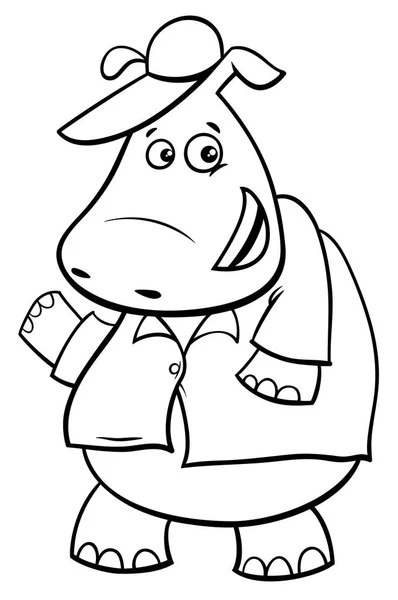 Libro de dibujos animados hipopótamo para colorear — Vector de stock