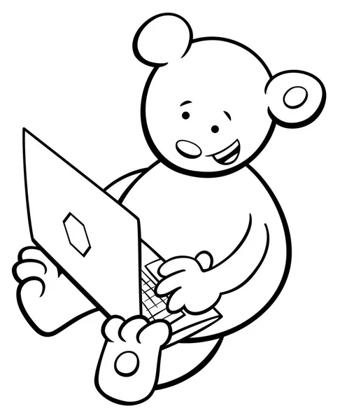 Bear with notebook coloring book — Stock Vector