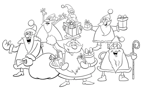 Santa group coloring page — Stock Vector