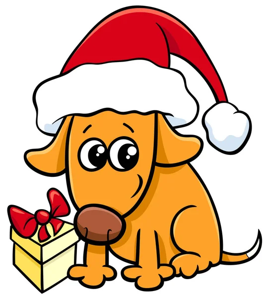 クリスマスの漫画のかわいい犬 — ストックベクタ