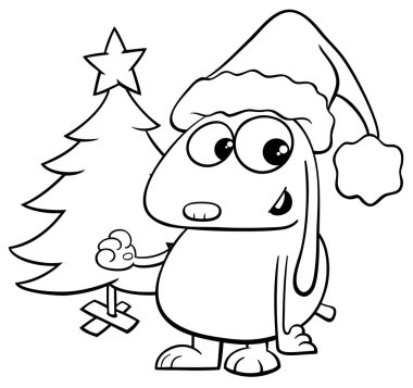 köpek ile Noel ağacı boyama kitabı