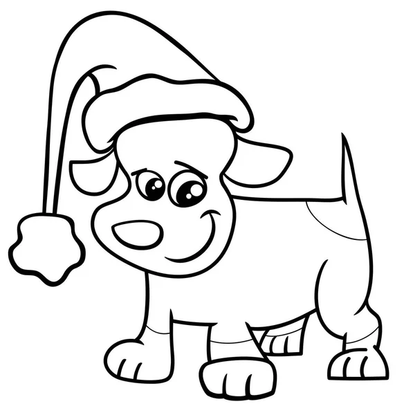 Puppy on Christmas coloring page — Stock Vector