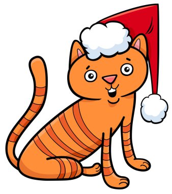 kedi ya da yavru kedi Noel karikatür