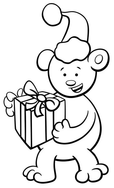 Bear on Christmas coloring book — Stock Vector