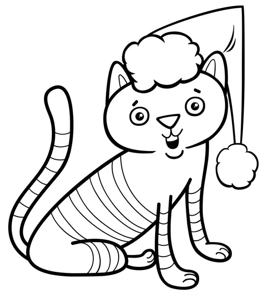 Gato en Navidad para colorear libro — Archivo Imágenes Vectoriales