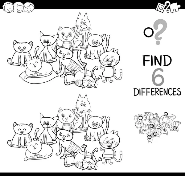 Detectar la diferencia con los gatos libro para colorear — Vector de stock