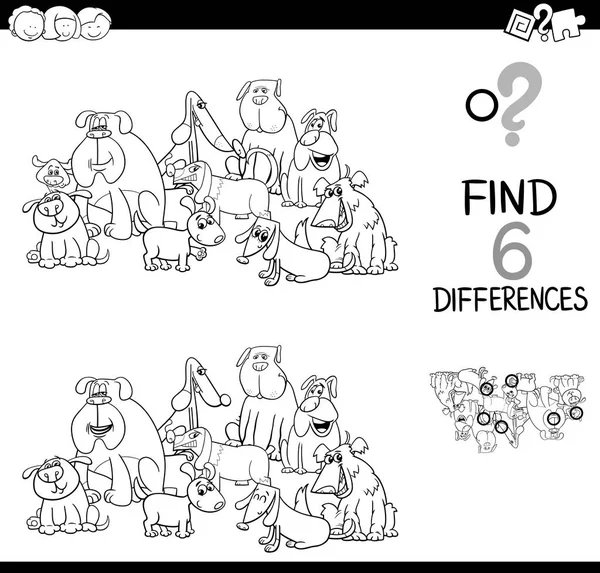 Detectar la diferencia con los perros para colorear libro — Vector de stock