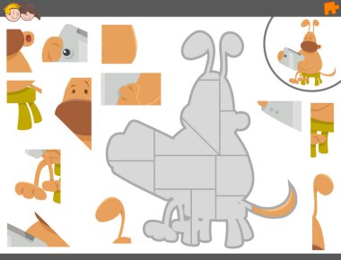 Parçalı bulmaca oyun köpek ve tablet ile