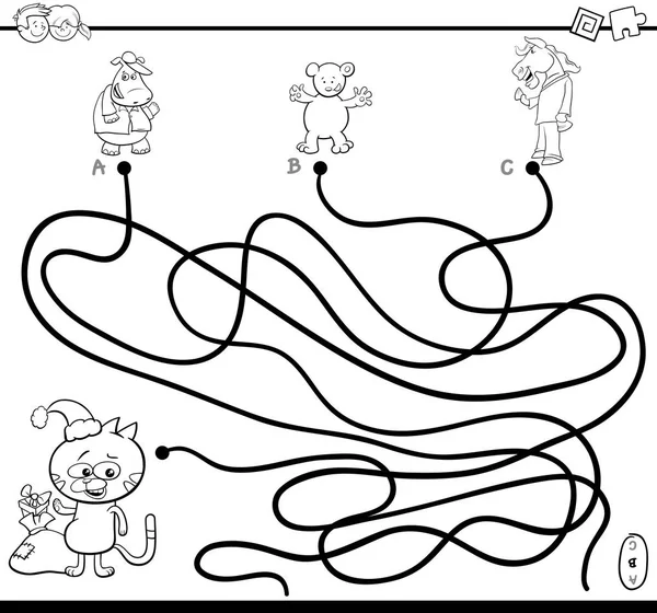 Path maze game coloring page — Stock Vector