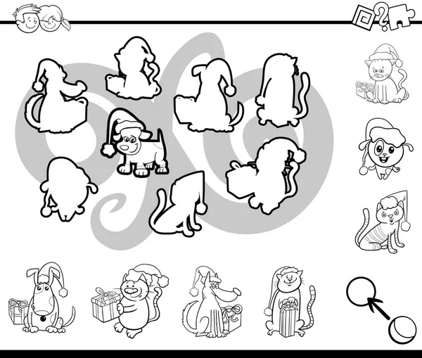 Match silhouettes activity coloring page — Stock Vector