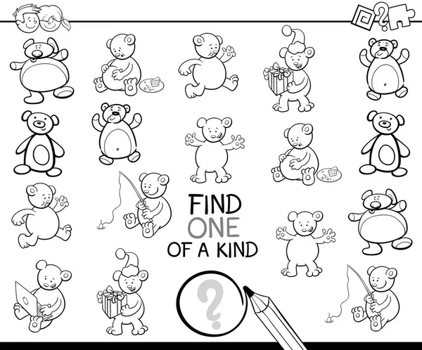 Trouver un livre de coloriage unique avec des ours — Image vectorielle