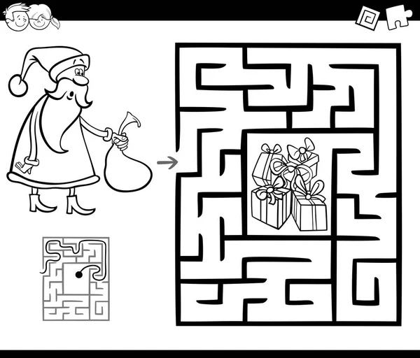 Maze activity game with Santa Claus — Stock Vector