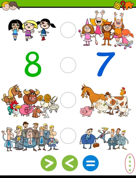 Dibujos animados mayor menos o igual juego — Vector de stock