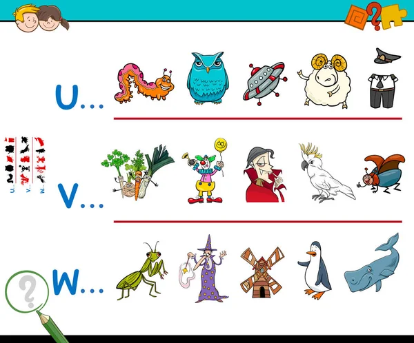 第一个字母的单词教育游戏 — 图库矢量图片
