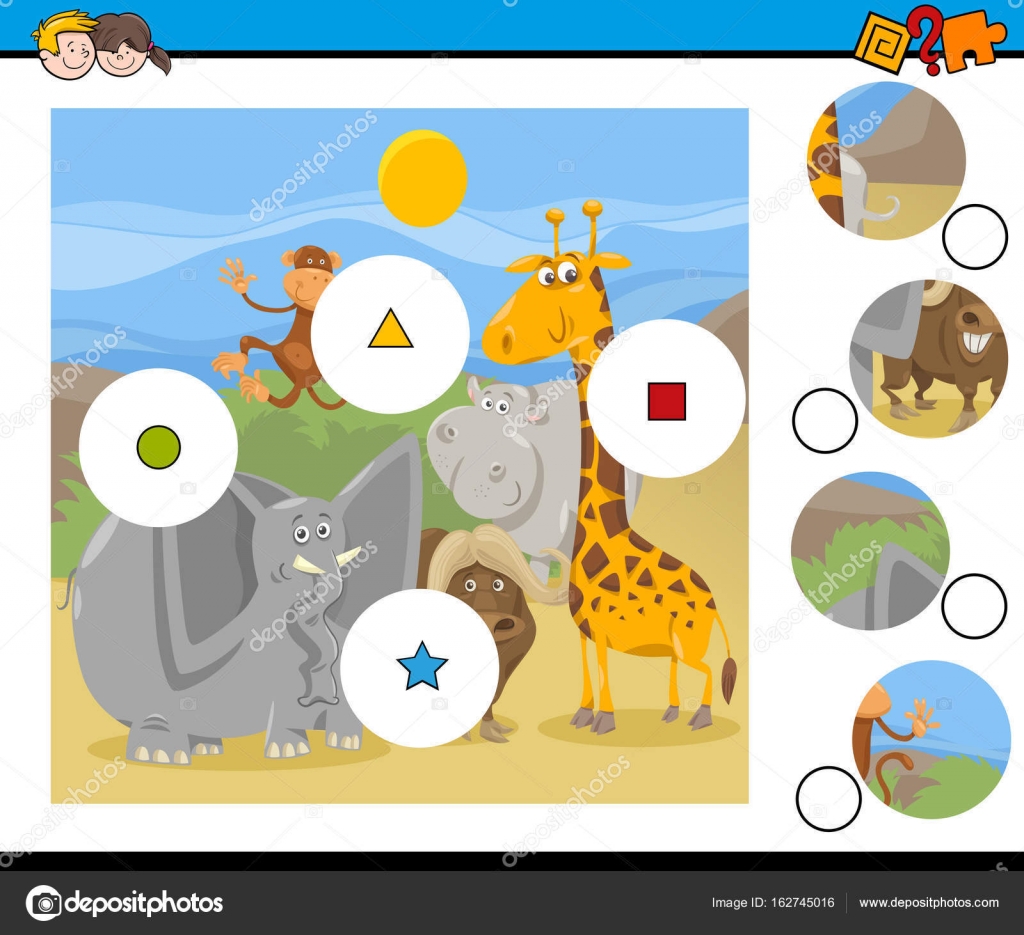 Match Pieces Game With Cartoon Animals Stock Vector Image By C Izakowski