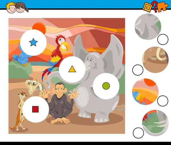 Partido piezas juego con animales de safari — Vector de stock