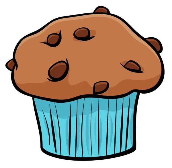 Muffin con oggetto cartone animato al cioccolato — Vettoriale Stock