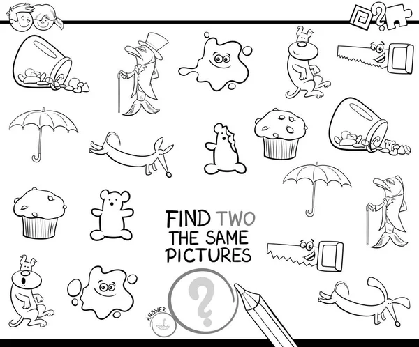 Find two the same pictures coloring page Royalty Free Stock Illustrations