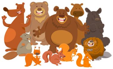 Yabani Memeli hayvan karakter karikatür